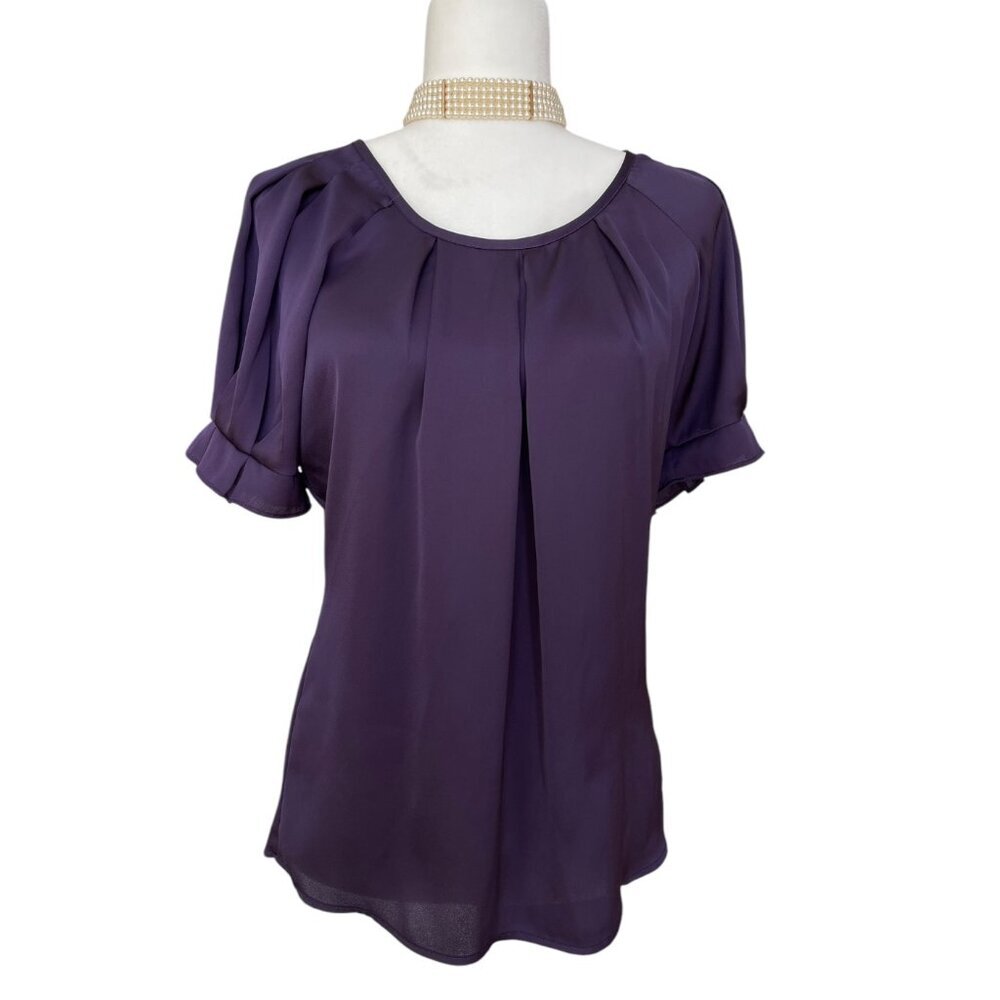 Y2K Express short sleeve eggplant top women's size XS NEW without tag
